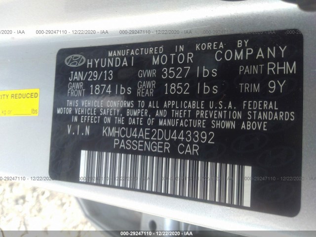 Photo 8 VIN: KMHCU4AE2DU443392 - HYUNDAI ACCENT 