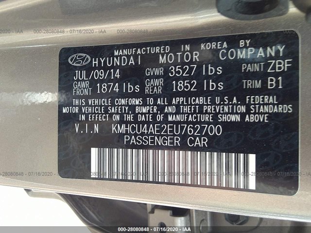 Photo 8 VIN: KMHCU4AE2EU762700 - HYUNDAI ACCENT 