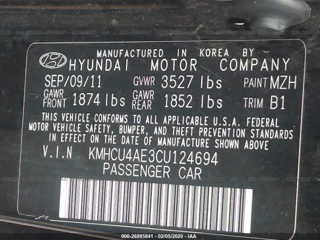 Photo 8 VIN: KMHCU4AE3CU124694 - HYUNDAI ACCENT 