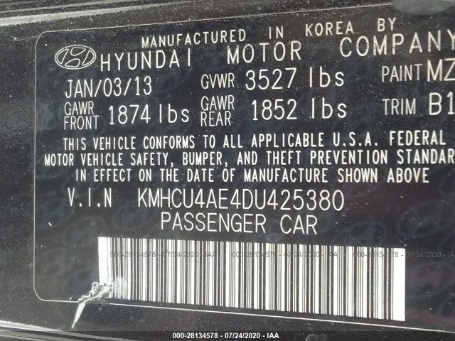 Photo 8 VIN: KMHCU4AE4DU425380 - HYUNDAI ACCENT 