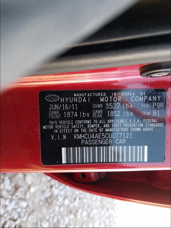 Photo 9 VIN: KMHCU4AE5CU077121 - HYUNDAI ACCENT GLS 