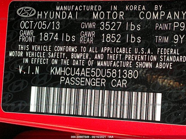 Photo 8 VIN: KMHCU4AE5DU581380 - HYUNDAI ACCENT 