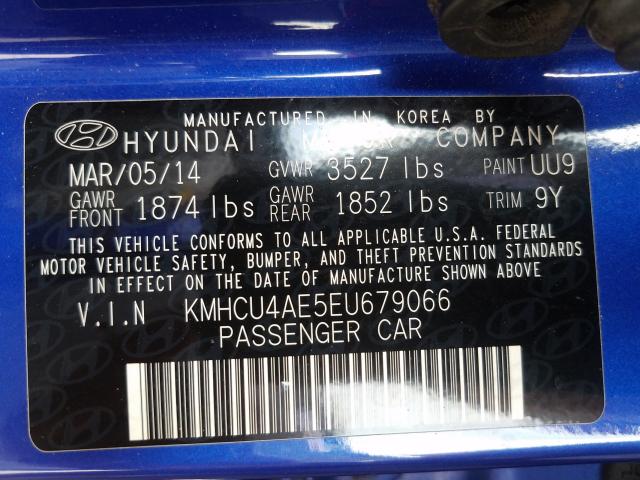 Photo 9 VIN: KMHCU4AE5EU679066 - HYUNDAI ACCENT GLS 