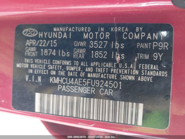 Photo 8 VIN: KMHCU4AE5FU924501 - HYUNDAI ACCENT 