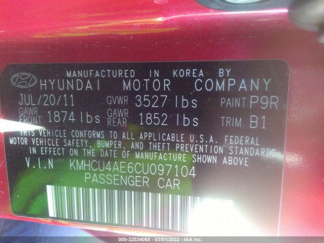 Photo 8 VIN: KMHCU4AE6CU097104 - HYUNDAI ACCENT 