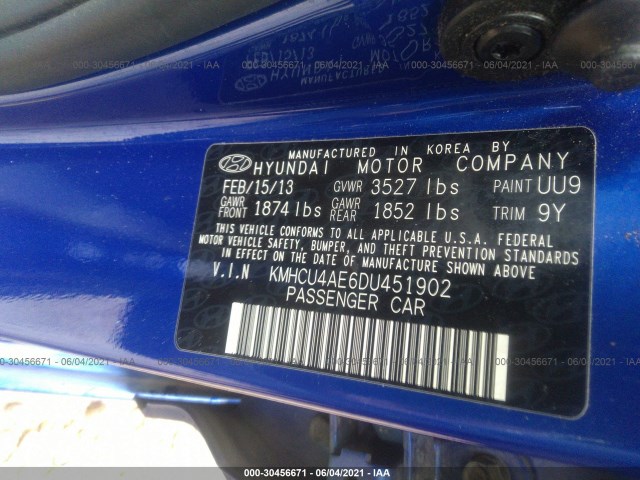 Photo 8 VIN: KMHCU4AE6DU451902 - HYUNDAI ACCENT 