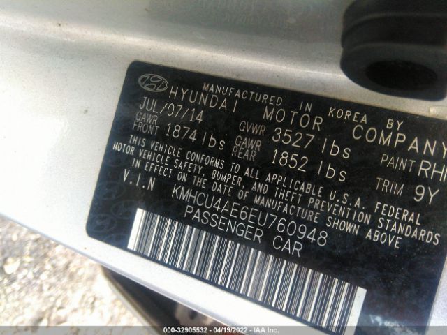 Photo 8 VIN: KMHCU4AE6EU760948 - HYUNDAI ACCENT 