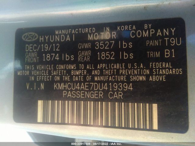 Photo 8 VIN: KMHCU4AE7DU419394 - HYUNDAI ACCENT 