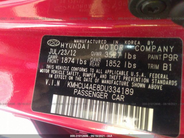 Photo 8 VIN: KMHCU4AE8DU334189 - HYUNDAI ACCENT 