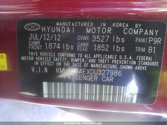 Photo 8 VIN: KMHCU4AEXDU327986 - HYUNDAI ACCENT 