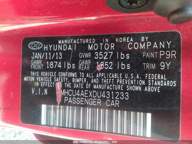 Photo 8 VIN: KMHCU4AEXDU431233 - HYUNDAI ACCENT 