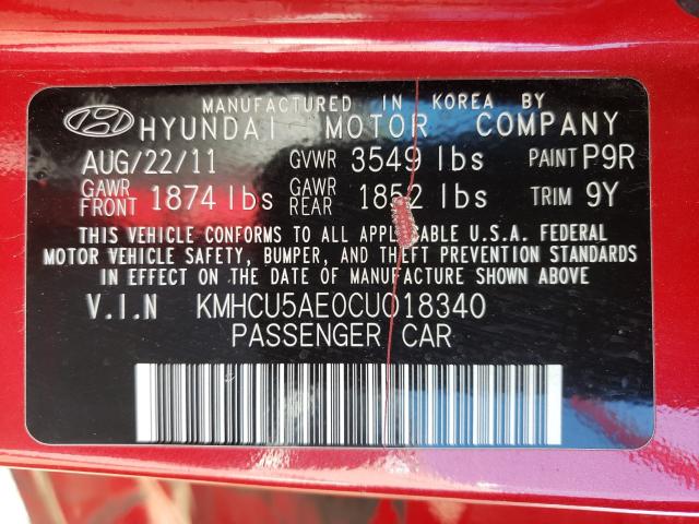 Photo 9 VIN: KMHCU5AE0CU018340 - HYUNDAI ACCENT GLS 