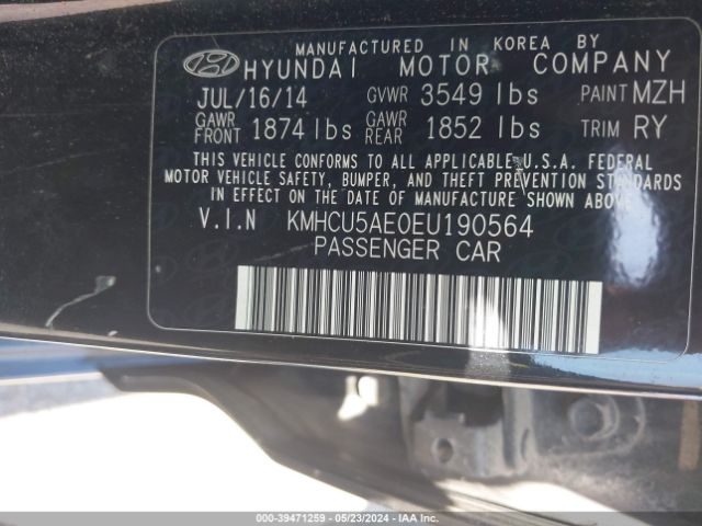 Photo 8 VIN: KMHCU5AE0EU190564 - HYUNDAI ACCENT 