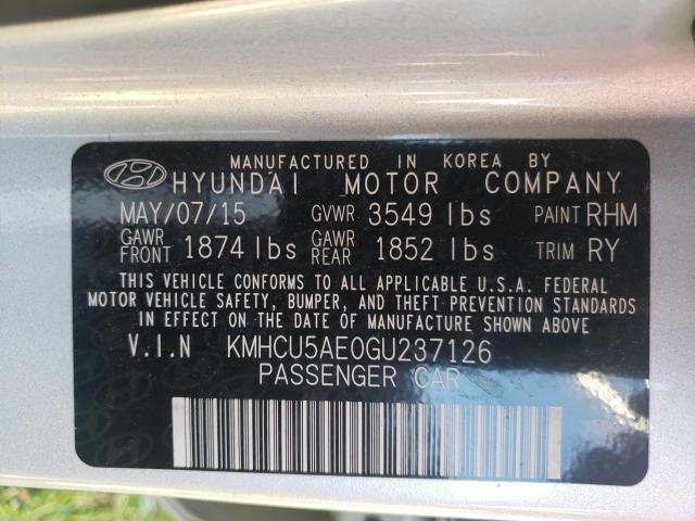 Photo 9 VIN: KMHCU5AE0GU237126 - HYUNDAI ACCENT SPO 