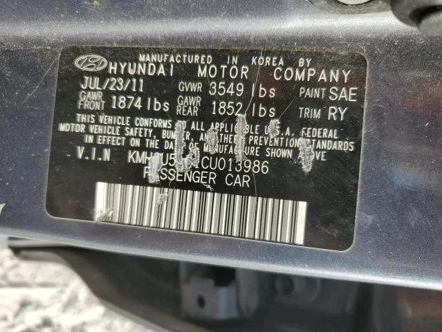 Photo 11 VIN: KMHCU5AE1CU013986 - HYUNDAI ACCENT GLS 