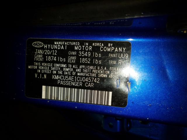 Photo 9 VIN: KMHCU5AE1CU045742 - HYUNDAI ACCENT GLS 