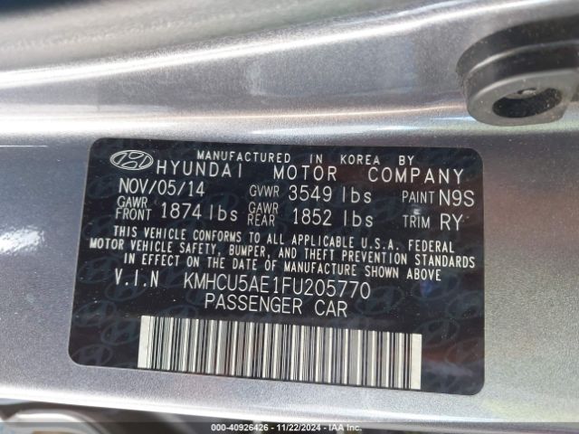 Photo 8 VIN: KMHCU5AE1FU205770 - HYUNDAI ACCENT 