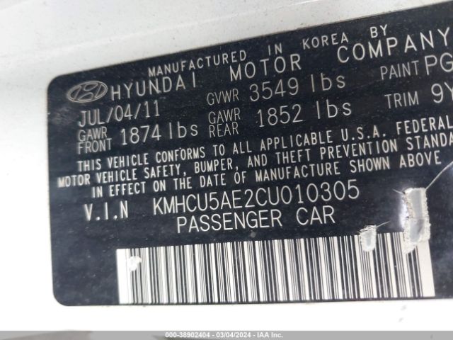 Photo 8 VIN: KMHCU5AE2CU010305 - HYUNDAI ACCENT 