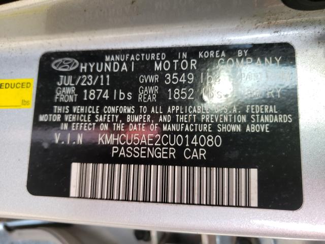 Photo 9 VIN: KMHCU5AE2CU014080 - HYUNDAI ACCENT GLS 