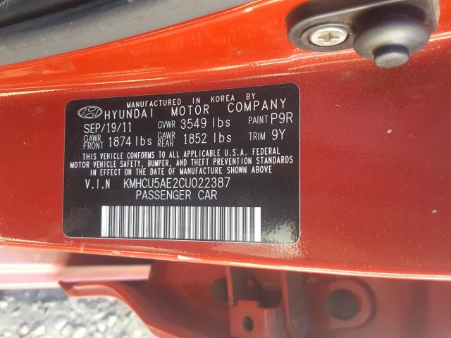 Photo 9 VIN: KMHCU5AE2CU022387 - HYUNDAI ACCENT GLS 