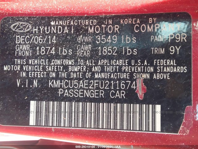 Photo 8 VIN: KMHCU5AE2FU211674 - HYUNDAI ACCENT 