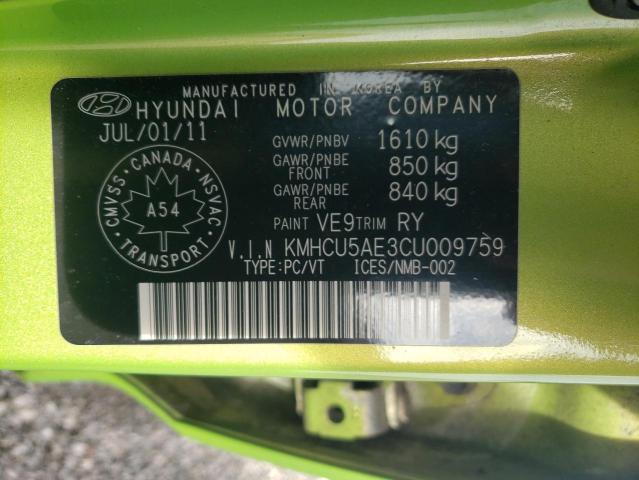 Photo 11 VIN: KMHCU5AE3CU009759 - HYUNDAI ACCENT GLS 