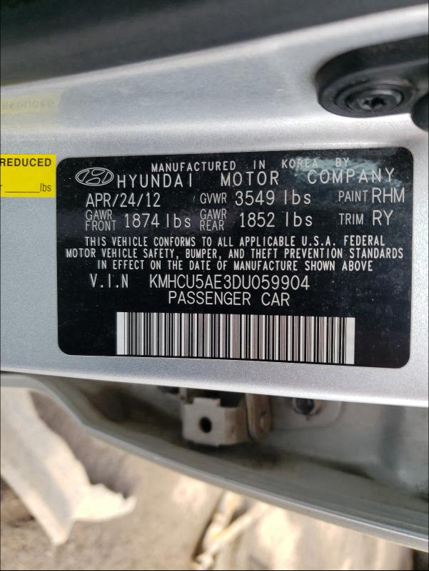 Photo 9 VIN: KMHCU5AE3DU059904 - HYUNDAI ACCENT GLS 