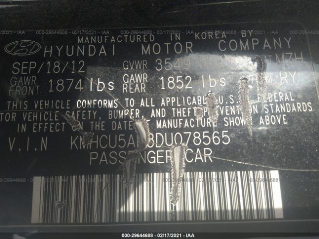 Photo 8 VIN: KMHCU5AE3DU078565 - HYUNDAI ACCENT 