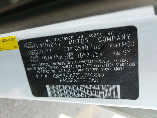 Photo 9 VIN: KMHCU5AE3DU092840 - HYUNDAI ACCENT GLS 