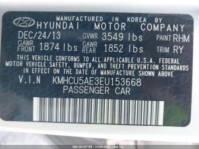 Photo 8 VIN: KMHCU5AE3EU153668 - HYUNDAI ACCENT 