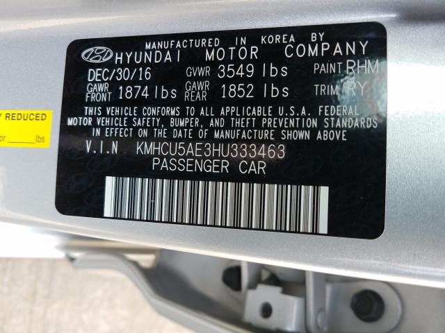 Photo 9 VIN: KMHCU5AE3HU333463 - HYUNDAI ACCENT SPO 