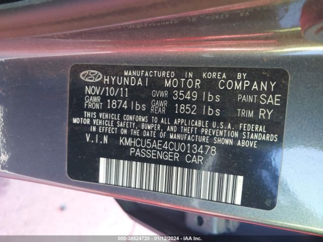 Photo 8 VIN: KMHCU5AE4CU013478 - HYUNDAI ACCENT 