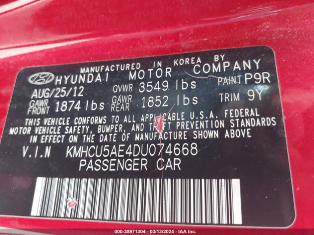 Photo 8 VIN: KMHCU5AE4DU074668 - HYUNDAI ACCENT 