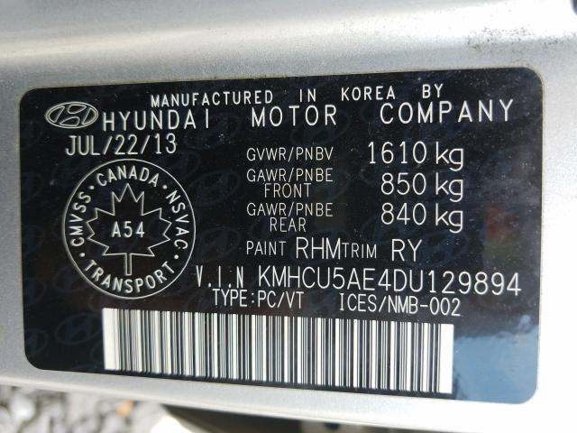 Photo 9 VIN: KMHCU5AE4DU129894 - HYUNDAI ACCENT GLS 