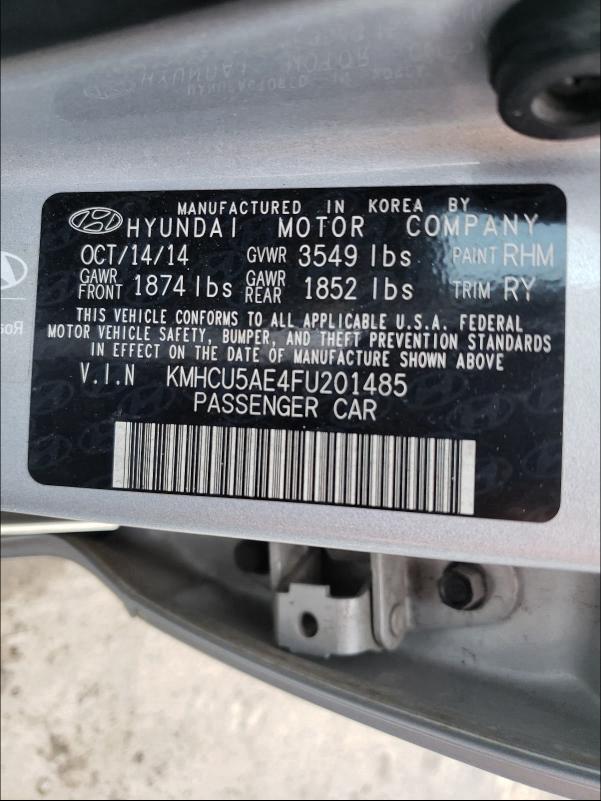 Photo 9 VIN: KMHCU5AE4FU201485 - HYUNDAI ACCENT GLS 