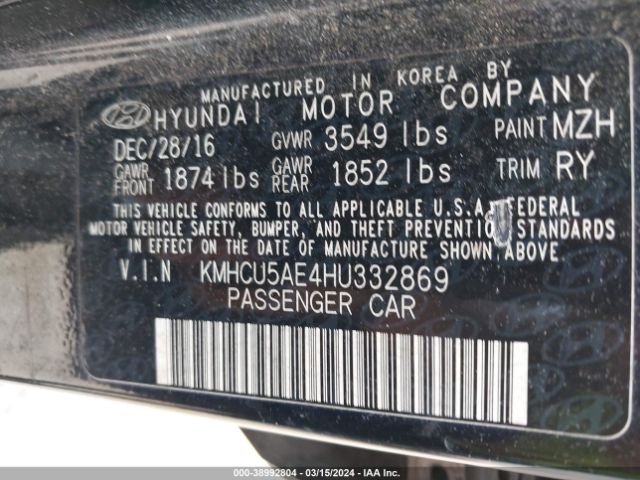 Photo 8 VIN: KMHCU5AE4HU332869 - HYUNDAI ACCENT 