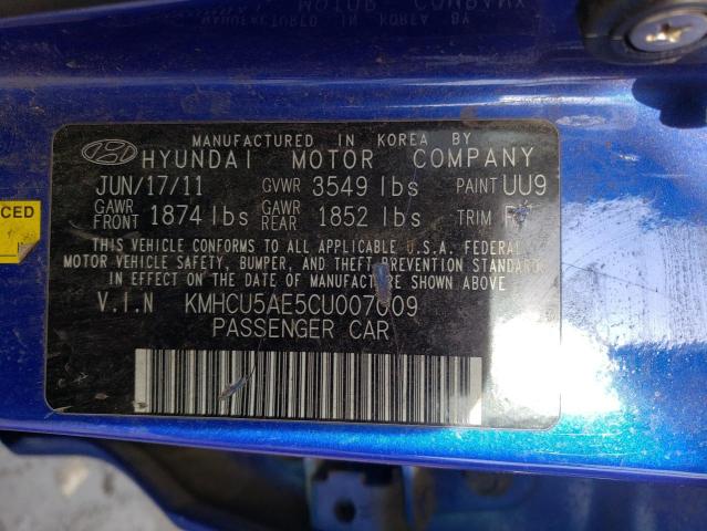 Photo 9 VIN: KMHCU5AE5CU007009 - HYUNDAI ACCENT GLS 