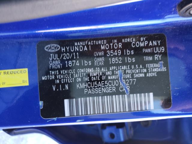 Photo 9 VIN: KMHCU5AE5CU013277 - HYUNDAI ACCENT GLS 