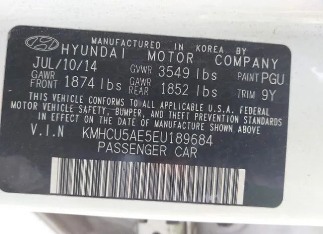 Photo 8 VIN: KMHCU5AE5EU189684 - HYUNDAI ACCENT 