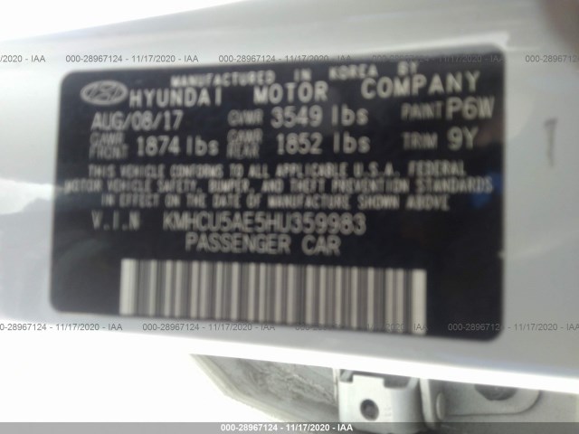 Photo 8 VIN: KMHCU5AE5HU359983 - HYUNDAI ACCENT 