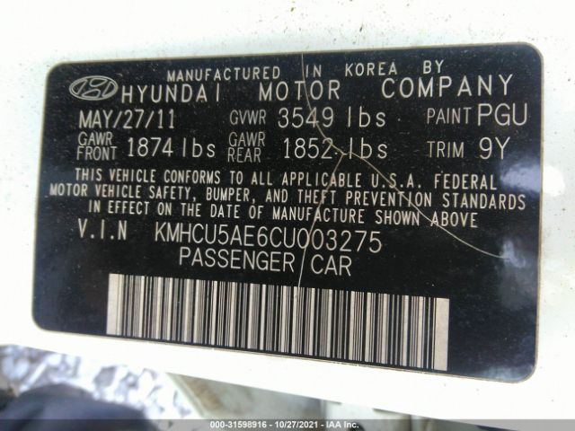 Photo 8 VIN: KMHCU5AE6CU003275 - HYUNDAI ACCENT 