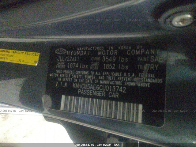 Photo 8 VIN: KMHCU5AE6CU013742 - HYUNDAI ACCENT 