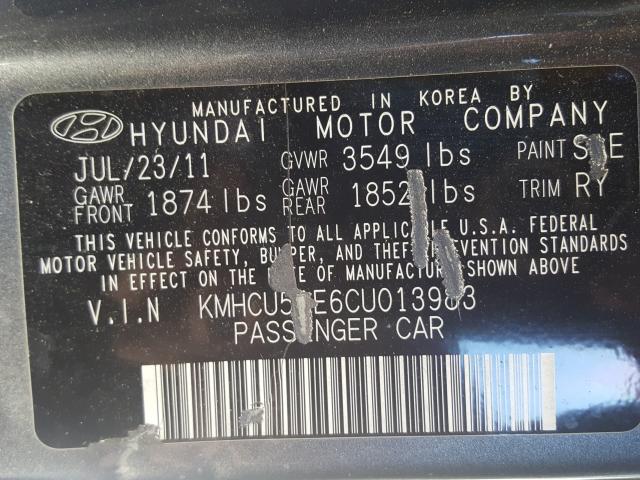 Photo 9 VIN: KMHCU5AE6CU013983 - HYUNDAI ACCENT GLS 