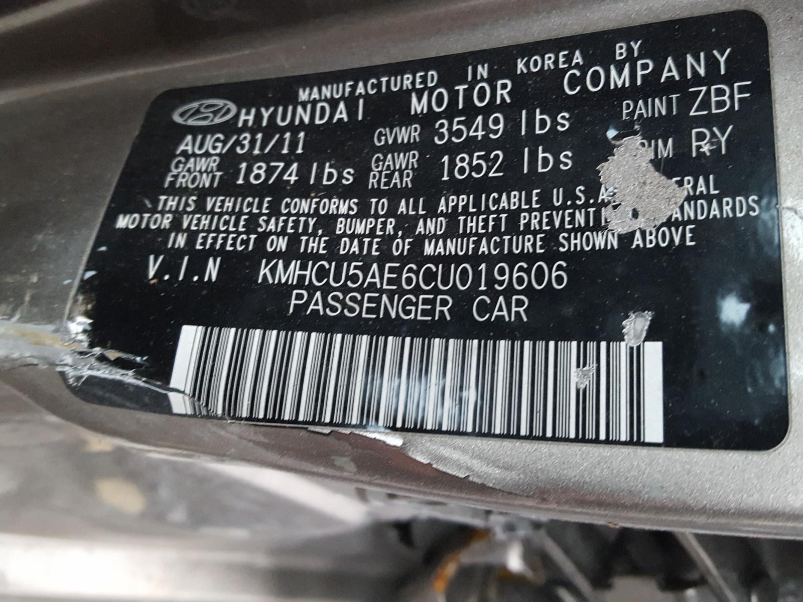 Photo 9 VIN: KMHCU5AE6CU019606 - HYUNDAI ACCENT GLS 