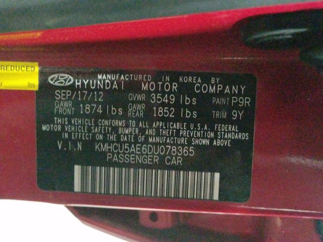 Photo 9 VIN: KMHCU5AE6DU078365 - HYUNDAI ACCENT 