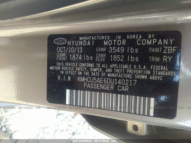 Photo 8 VIN: KMHCU5AE6DU140217 - HYUNDAI ACCENT 