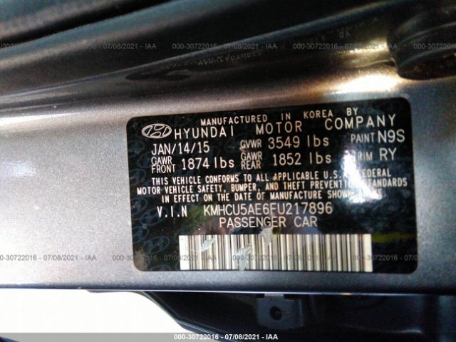 Photo 8 VIN: KMHCU5AE6FU217896 - HYUNDAI ACCENT 