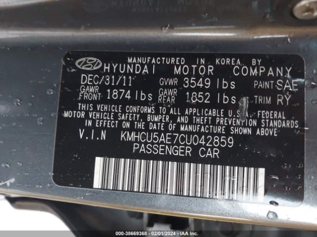 Photo 8 VIN: KMHCU5AE7CU042859 - HYUNDAI ACCENT 