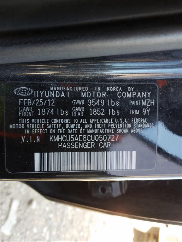 Photo 9 VIN: KMHCU5AE8CU050727 - HYUNDAI ACCENT GLS 