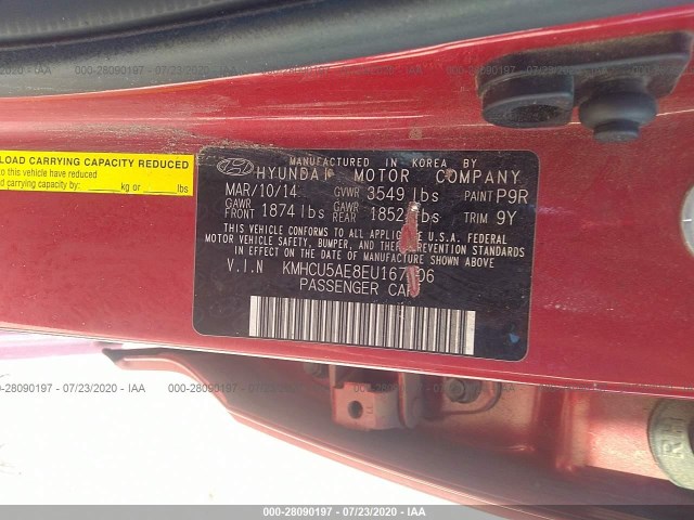 Photo 8 VIN: KMHCU5AE8EU167906 - HYUNDAI ACCENT 